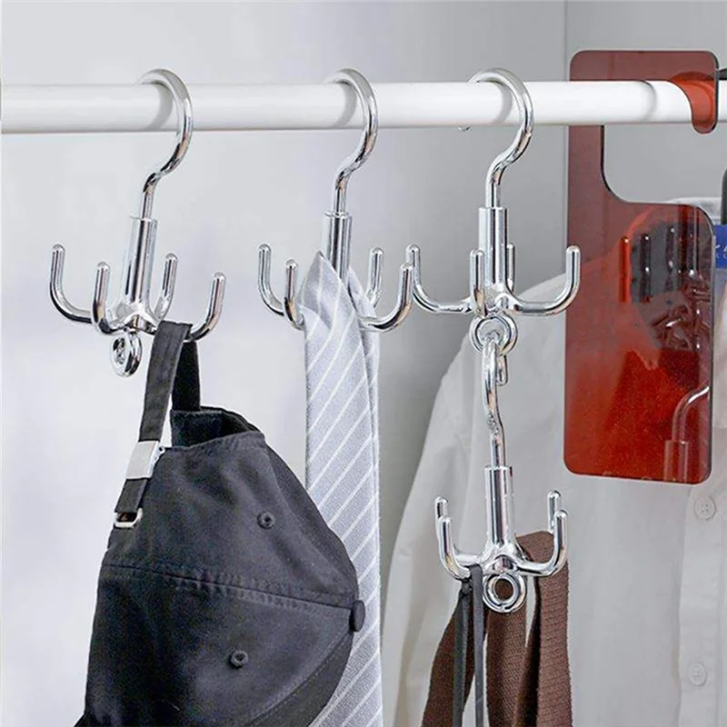 

360° Rotating Hanger Hooks Space Saving Wardrobe Organizer Bag Shoes Scarf Hanger Hanging Holder Clothes Rack 5PCS-A78U
