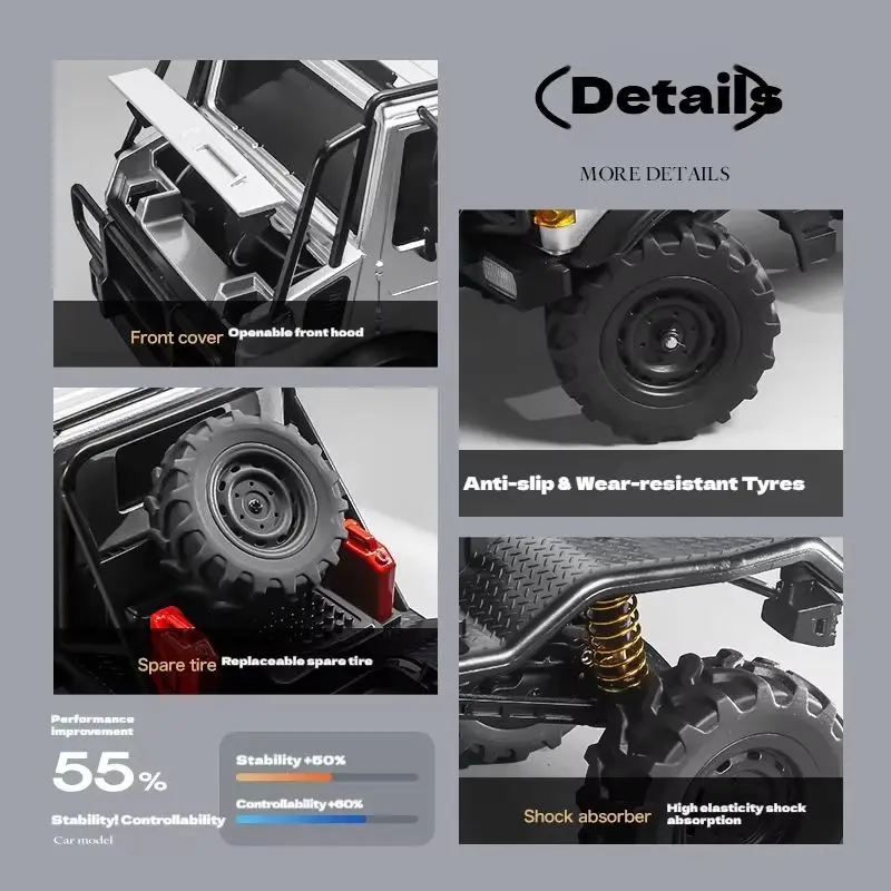 MN333 1:18 Maßstab Legierung Offroad RC Auto Allradantrieb Kletterfähig Steuerbare Scheinwerfer Vollgas-Lenkung Spielzeug für Jungen