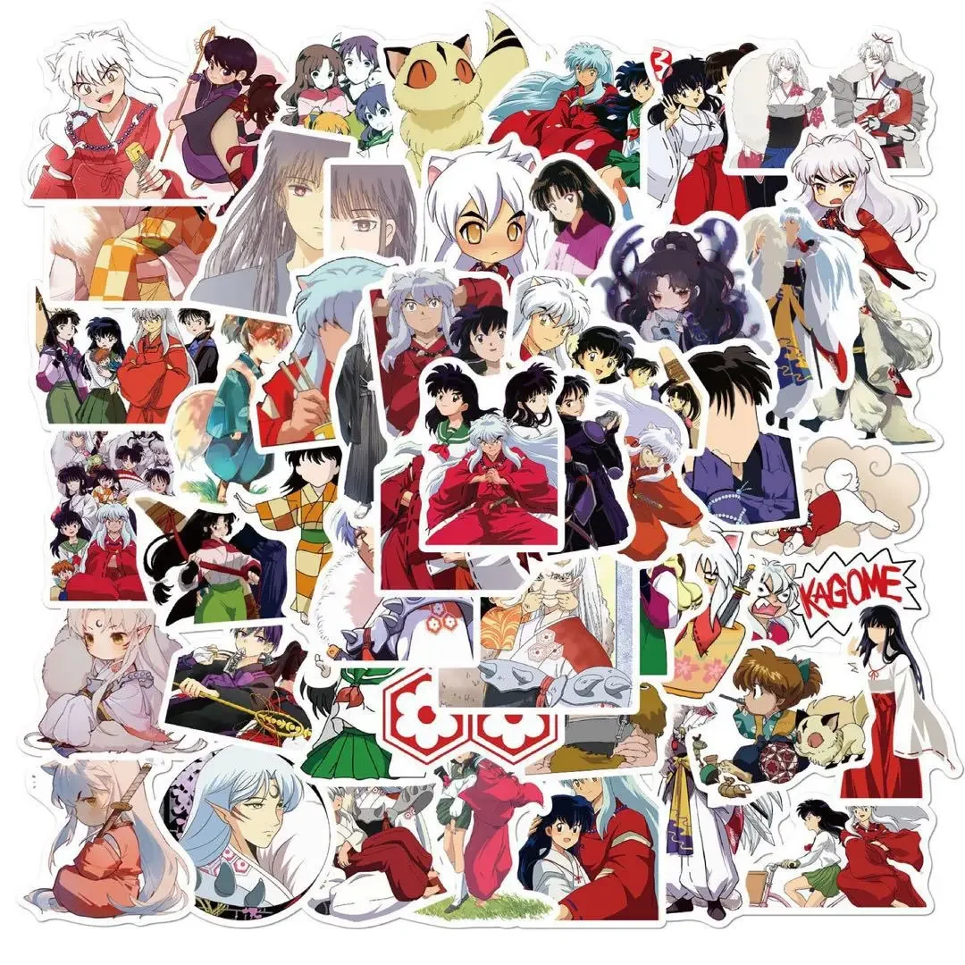 50 Inuyasha Doodle Stickers Waterproof PVC Graffiti Decals for Luggage Laptop Skateboard Anime Fans