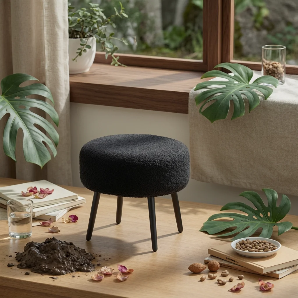 Makeup Stool Tapered Metal Legs Cloud Stool Home Seating Padded Seat Furniture Compact Size for Bedroom