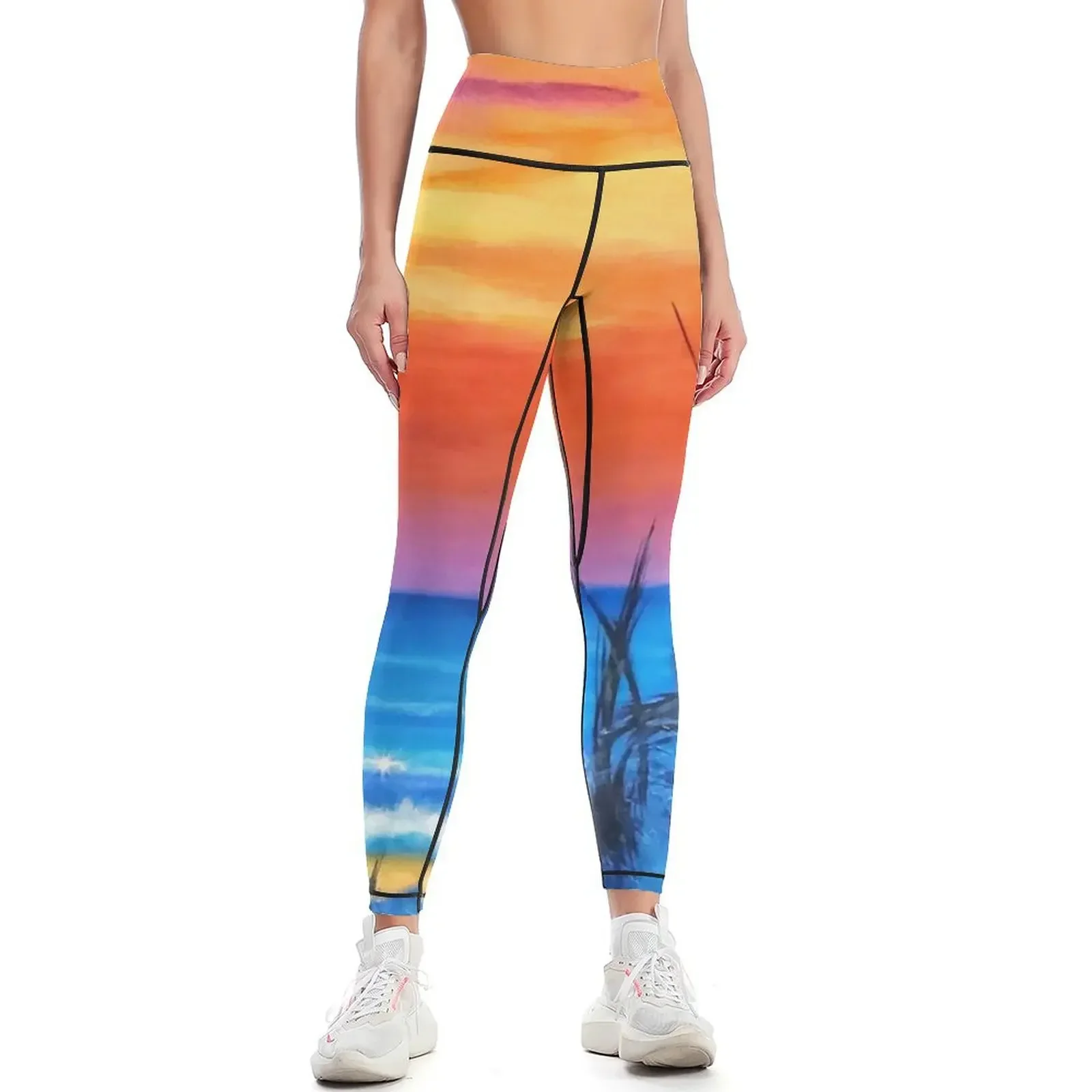 

Summer Sky - Beach and Water Sunrise or Sunset Leggings Women sportwear Women's sports pants Sports pants for Womens Leggings