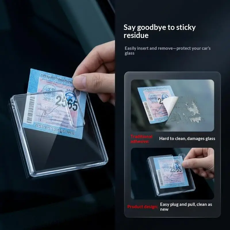 No Residue Car Static Cling Document Holder Clear Windshield Label Pocket for Toll Ticket Parking Permit Auto Accessory