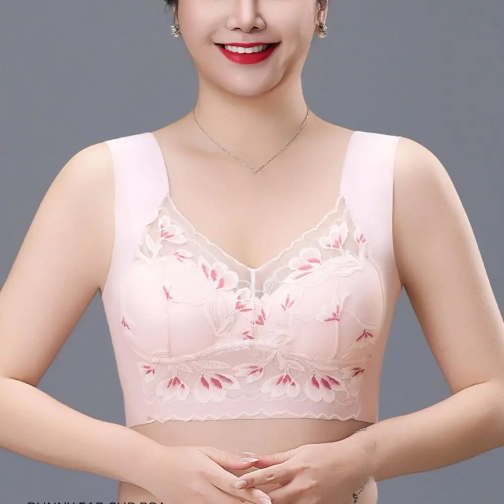 Breathable Plus Size Lace Wireless Bra Push Up Shockproof Deep V Underwear Lingerie Anti-sagging Brassiere for Women Gifts view 2