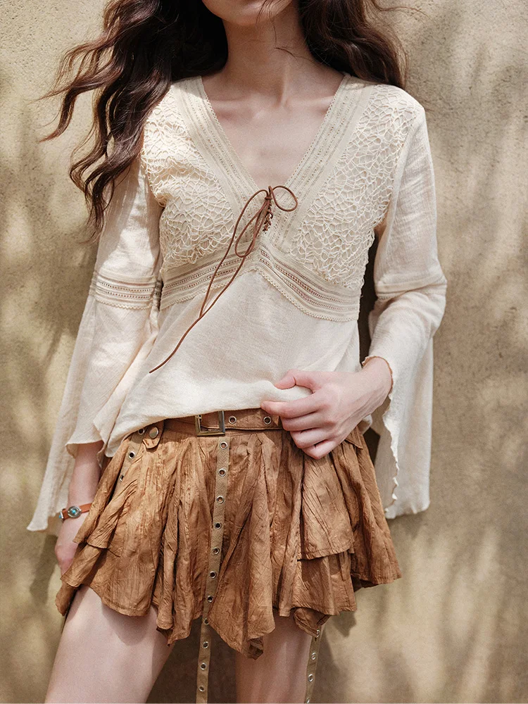 

Holiday ort Sve V-Ne Loose Wide Leg Pants Cotton Polyester Blend Floral Print Button down irt for Women Summer 2025