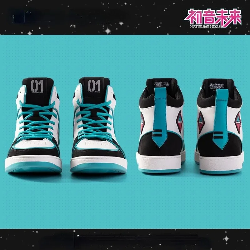 NEW Hatsune Miku Anime Cartoon Shoes Flat Earth High Top Space Odyssey Men's and Women's Casual Sports Shoes New Fashion Wear