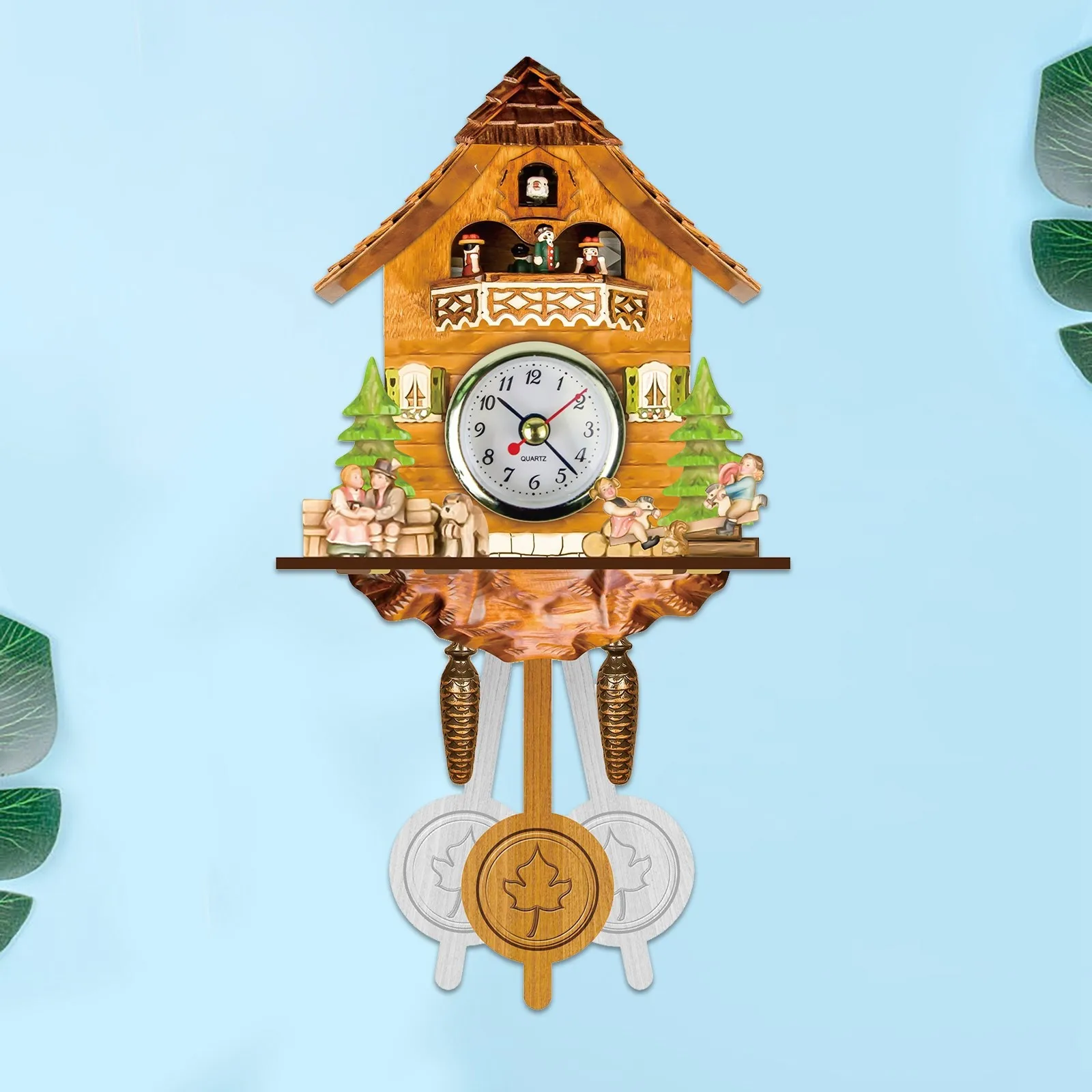 Vintage Wood Cuckoo Wall Clock with Bird Design Living Room Home Decor Clocks Hanging Pendulum Craft Art Gift