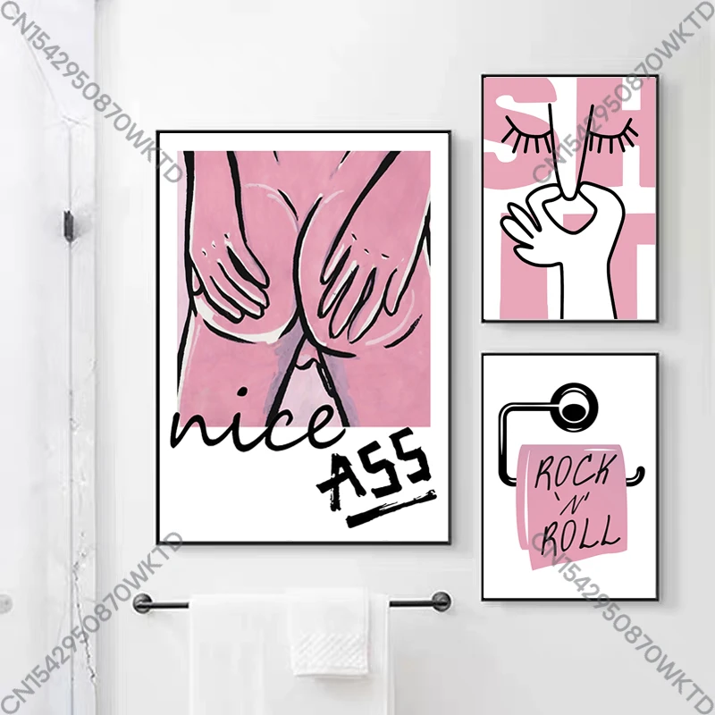 Funny Nice Ass Quotes Humour Bad Smell Abstract Roll Paper Bathroom Poster Canvas Painting Wall Art Picture WC Toilet Room Decor