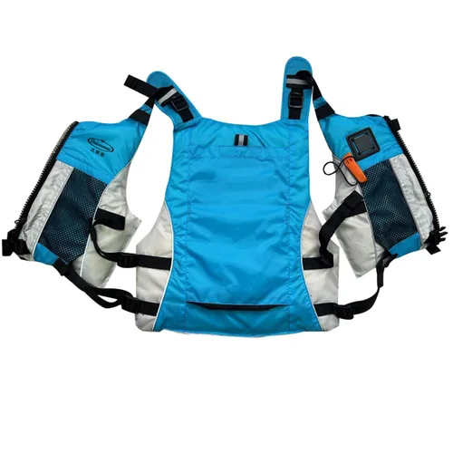 Imagen 2 del producto Chaleco de pesca salvavidas 50N, ayuda de flotabilidad aprobada por CE ISO 12402-5, chaqueta de kayak con bolsillo para agua, hombres y mujeres para deportes acuáticos