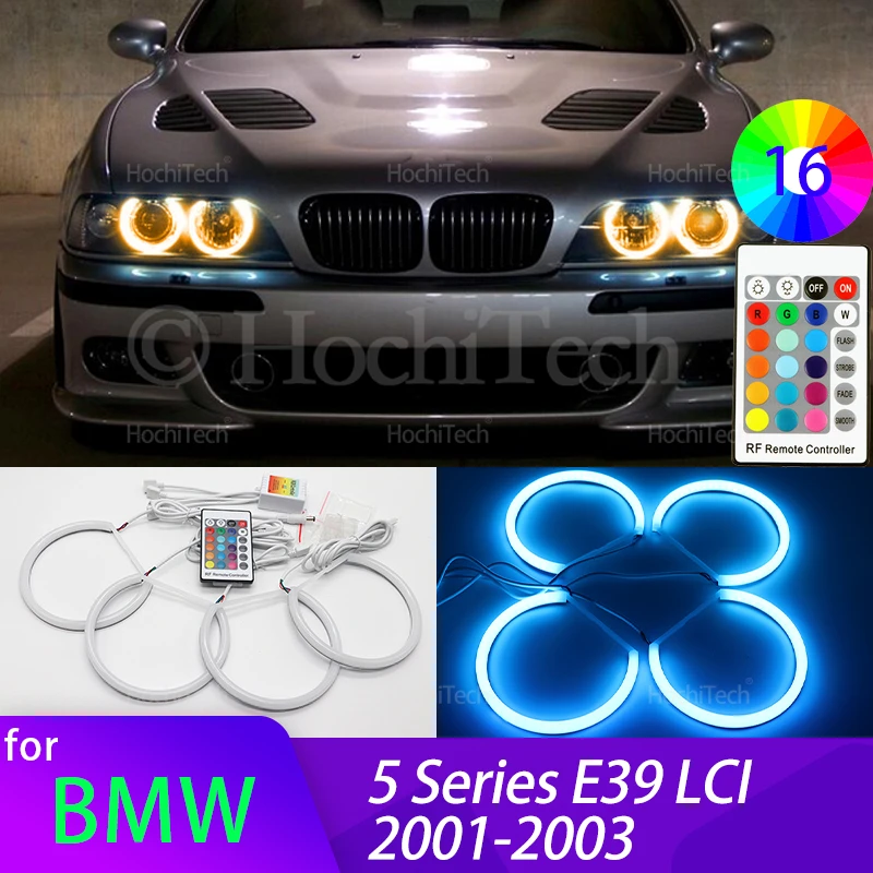 

High Quality 16-Color RGB Cotton LED Angel Eye Rings Daytime Light for BMW 5 Series E39 LCI 2001 2002 2003 Car Accessories