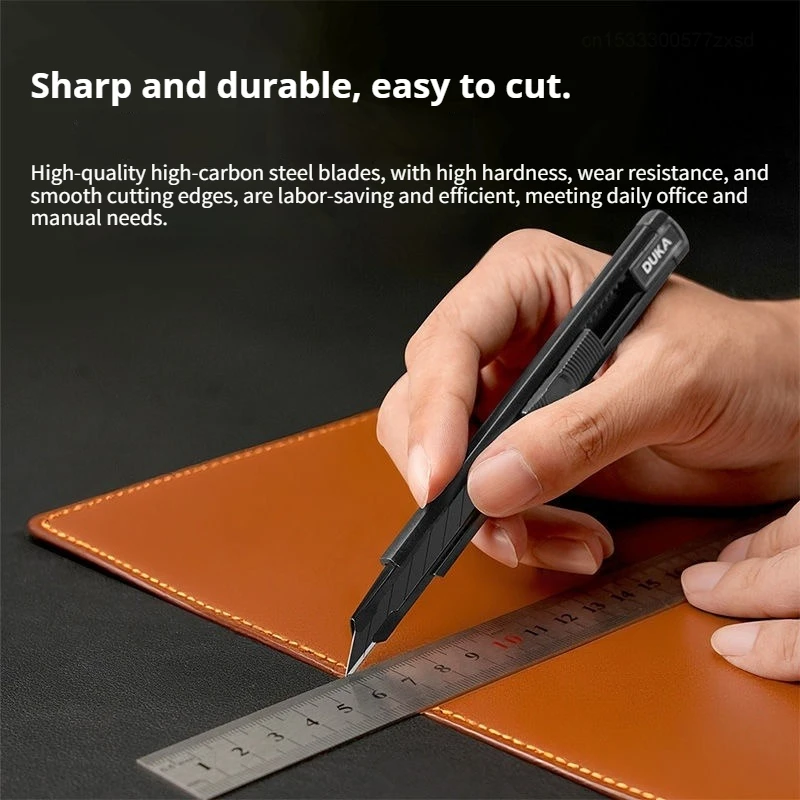 DUKA Utility Knife Box Cutter Retractable Carbon Steel Blades Pocket Knife with Auto-locking Handicraft Tool Multipurpose