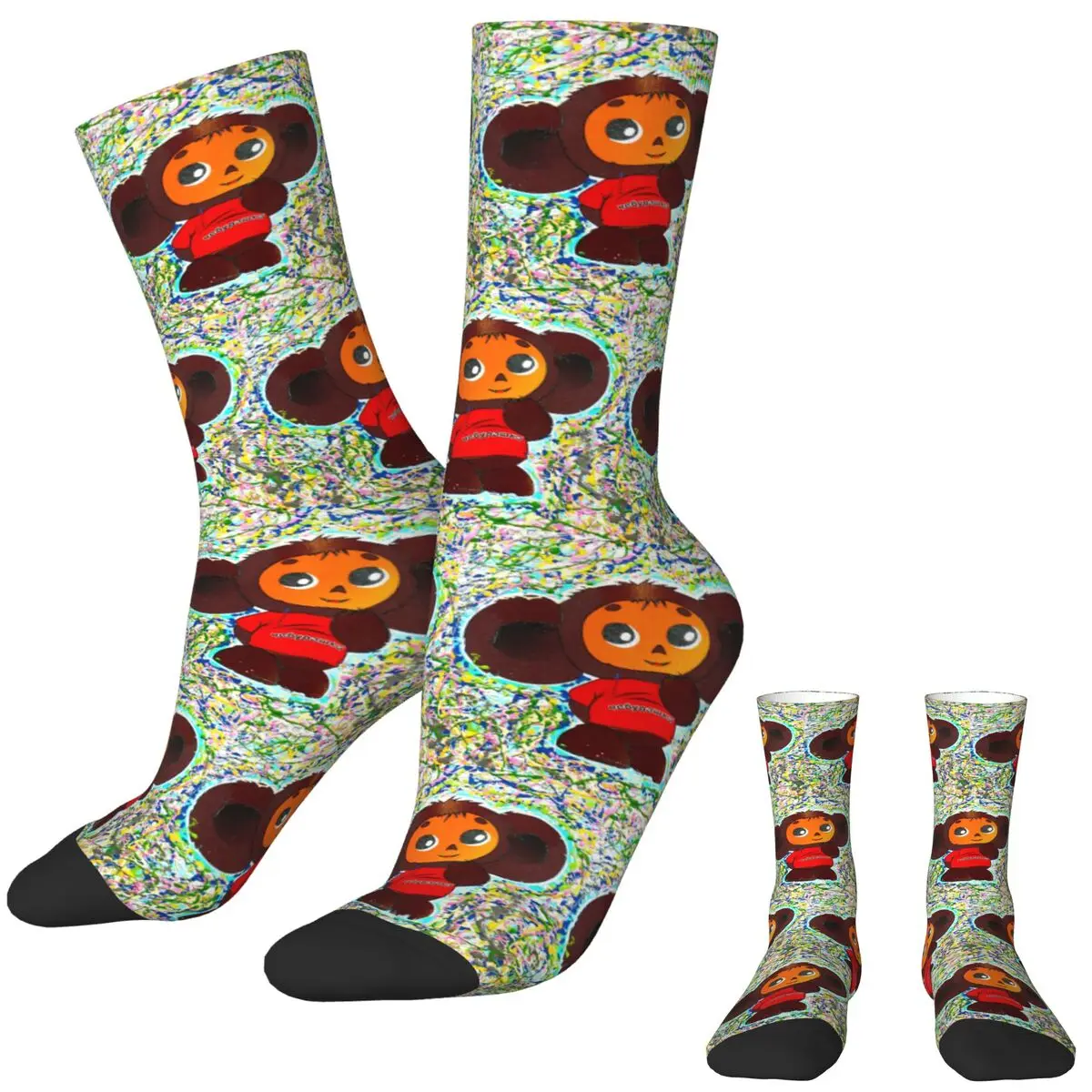 Cheburashka Canvas Logo Socks Funny Stockings Winter Non-Slip Unisex Men Socks Soft Design Outdoor Socks