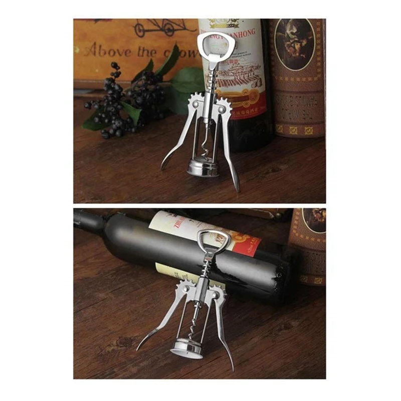 1 PCS Portable Stainless Steel Red Wine Opener Wing Type Metal Sommeliers Wine Corkscrew Bottle Openers Corkscrews Durable