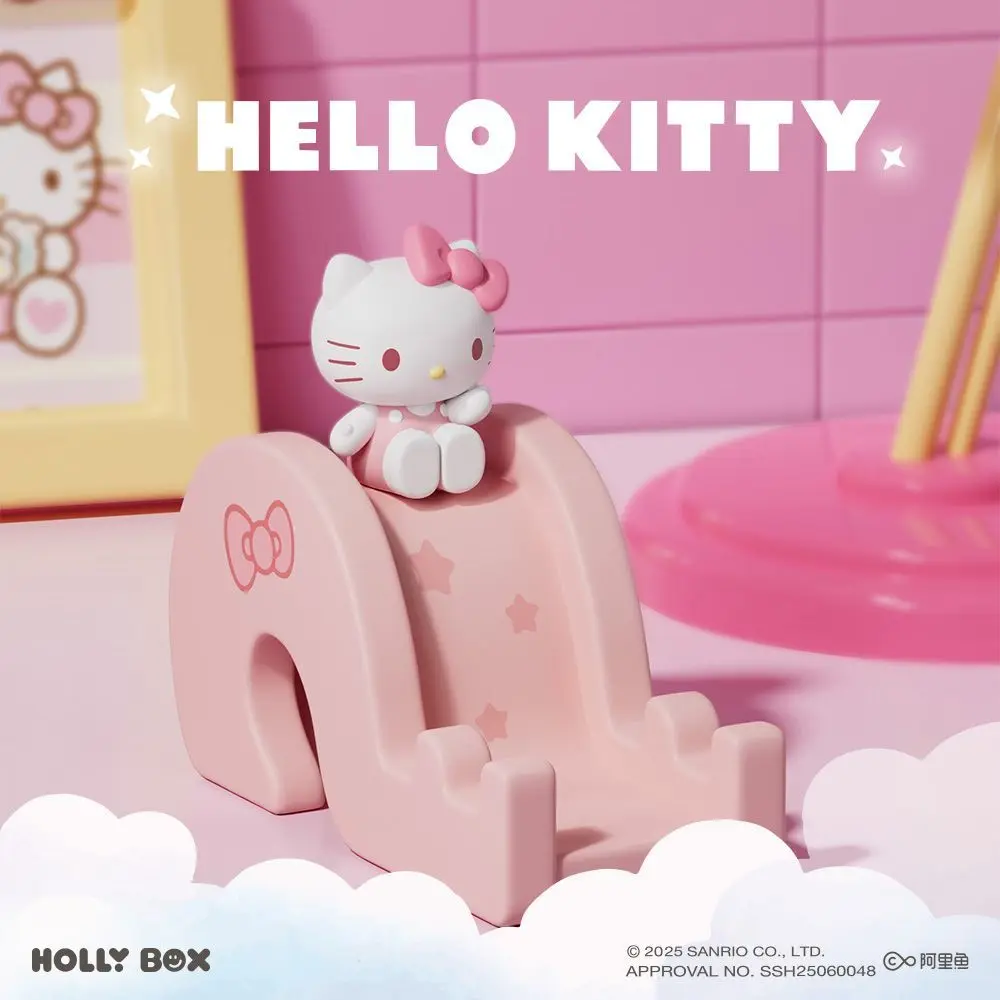 Miniso genuíno sanrio slide suporte do telefone kulomi melodia desktop boneca menina dos desenhos animados caixa cega pvc estatueta presente de aniversário