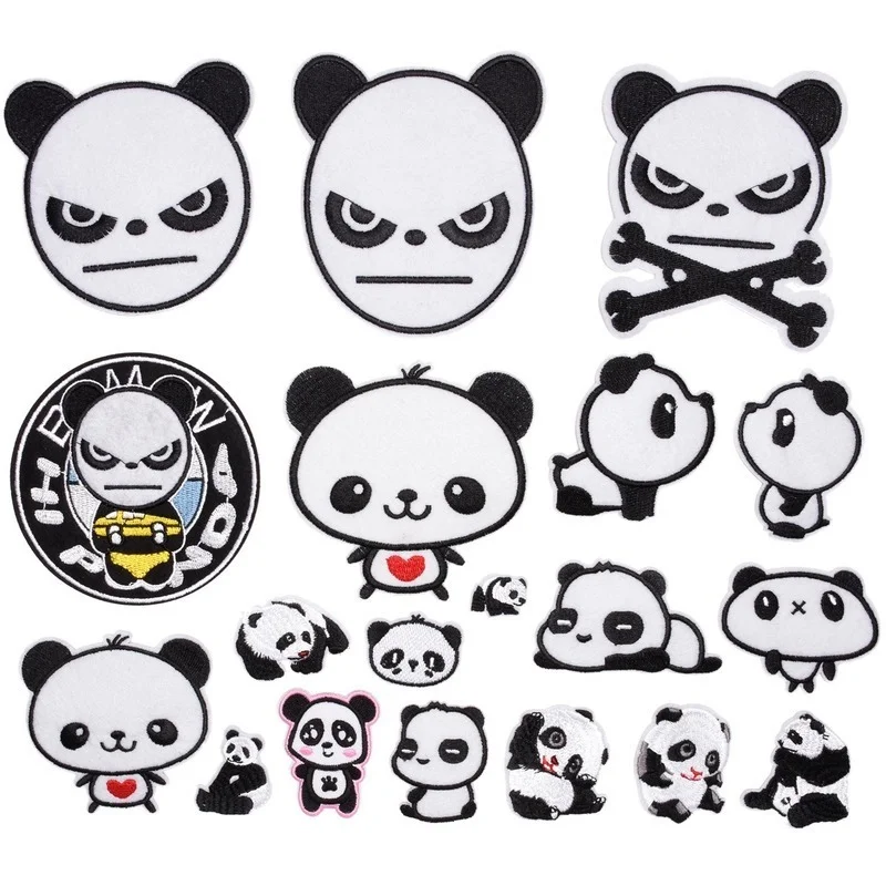Panda Embroidery Patch Cute Cartoon Animal Cloth Stickers DIY Bags Decoration Accessories Supplies iron on patches