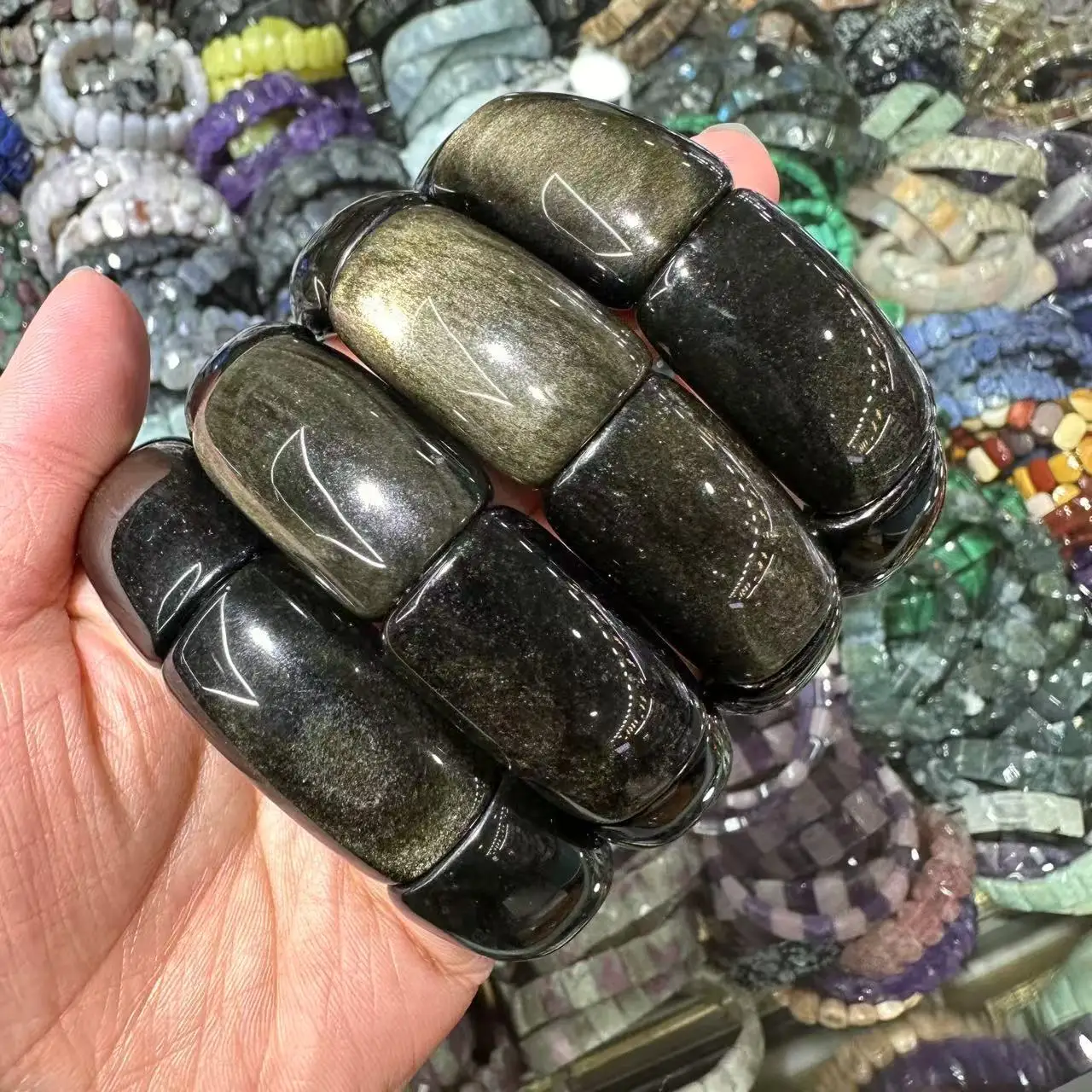 

Натуральный золотой Obsidain бусины браслет натуральный драгоценный камень ювелирные изделия браслет для мужчин для женщин для подарка оптом