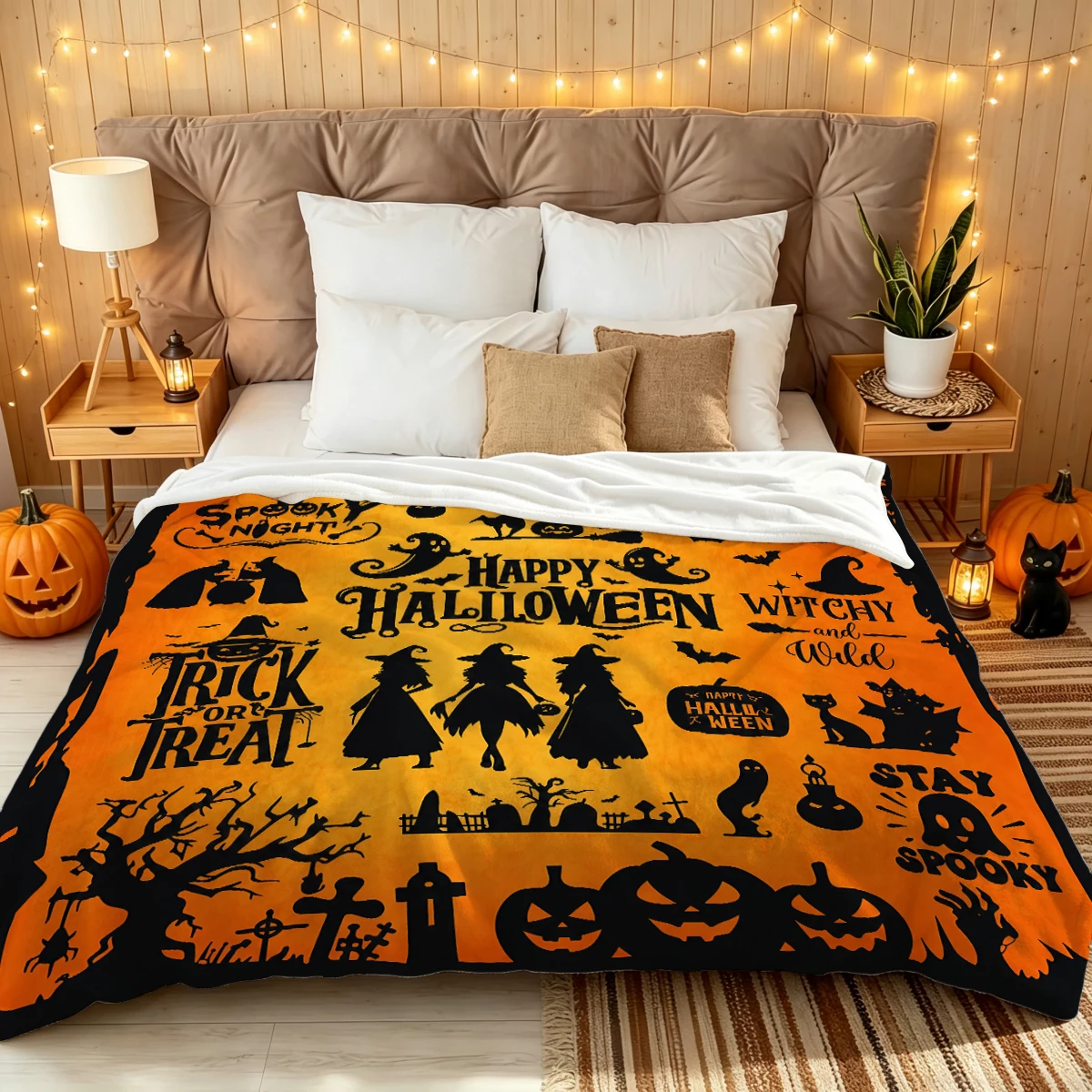 Halloween throw blanket for decorative home styling