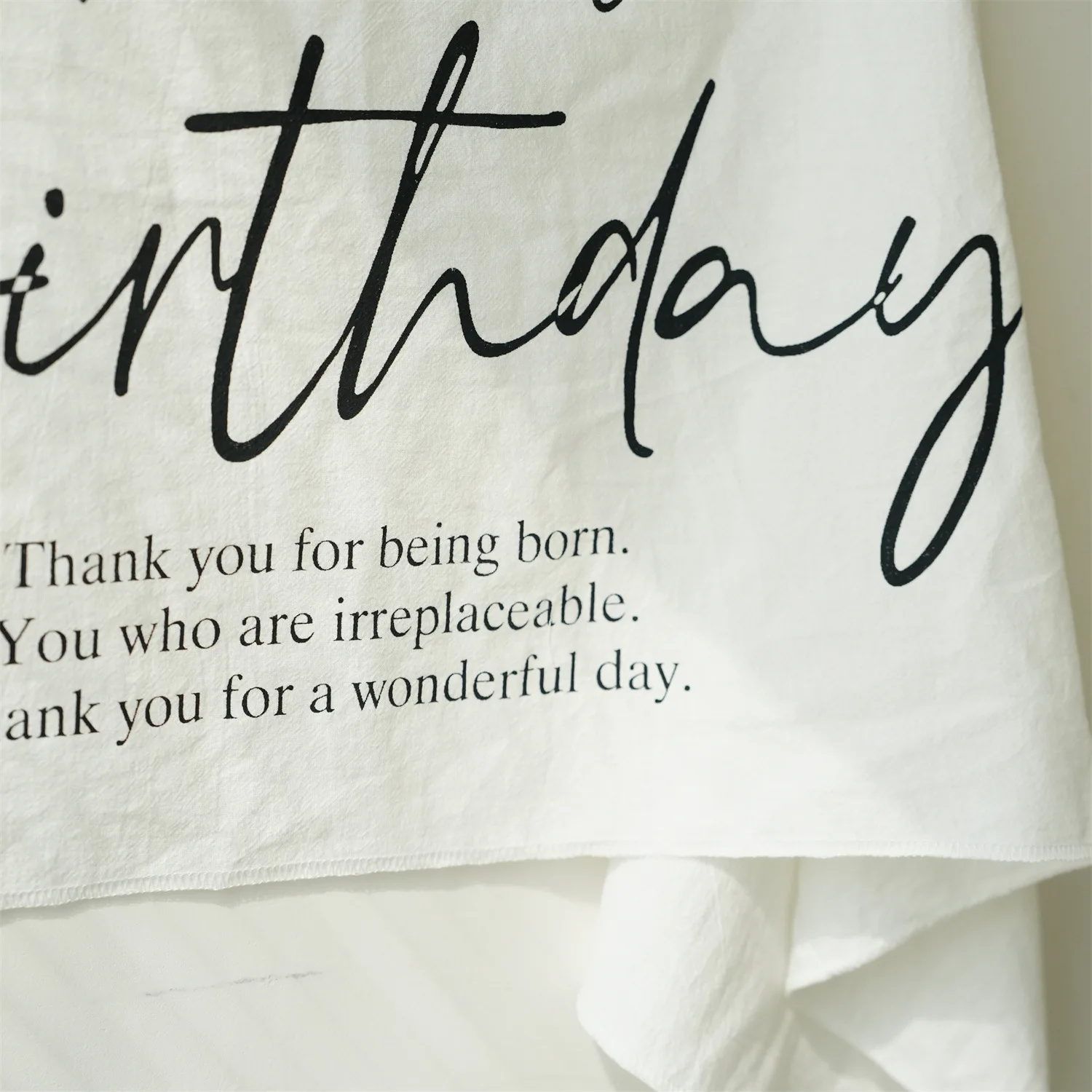 Happy Birthday Tapestry Baby White Half Banner Hanging Kids Party Poster Dressing Prop Decoration