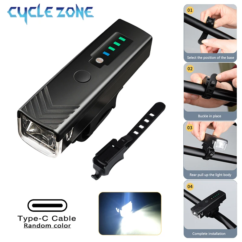 

Intelligent Light Sensing Bicycle Headlight 4 Modes LED Flashlight Type-C Charging MTB Road Bike Front Light Cycling Accessories