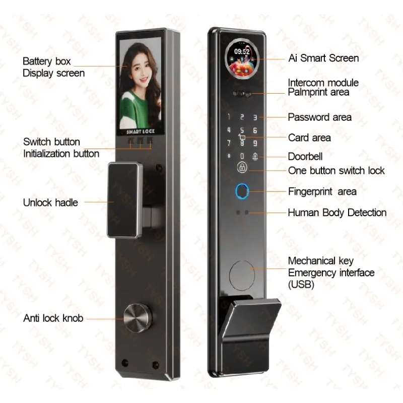 STLF Alta Sicurezza Ai Smart Home Porta in legno Digitale Automatico Biometrico Tuya Wifi Impronte digitali Smart Door Lock con
