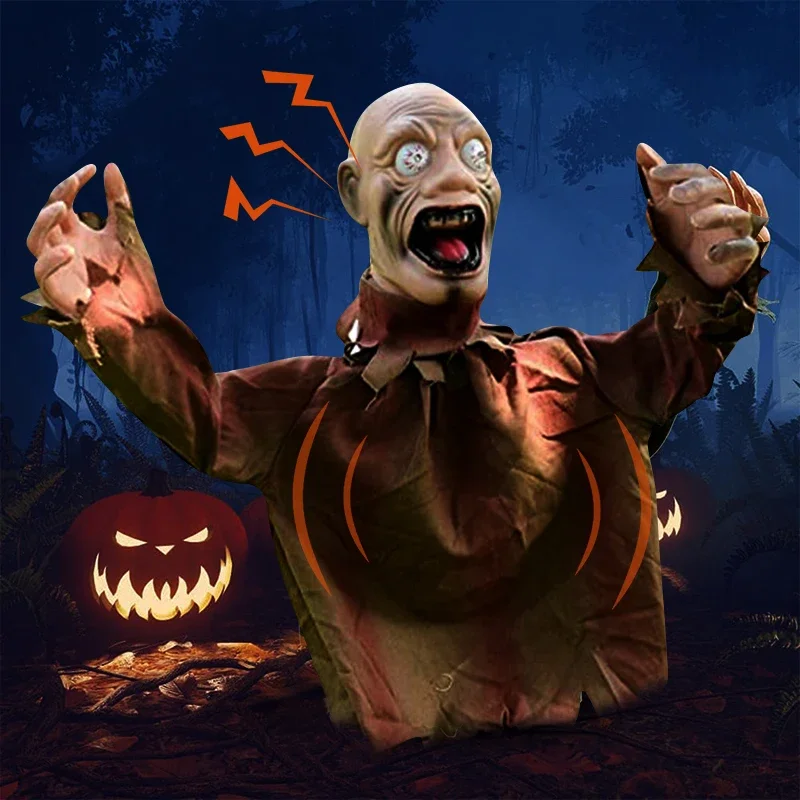 Halloween Sound Emitting Swing Ghost With Red Eyes Sound Control Plug In Outdoor Garden Decor Decoration