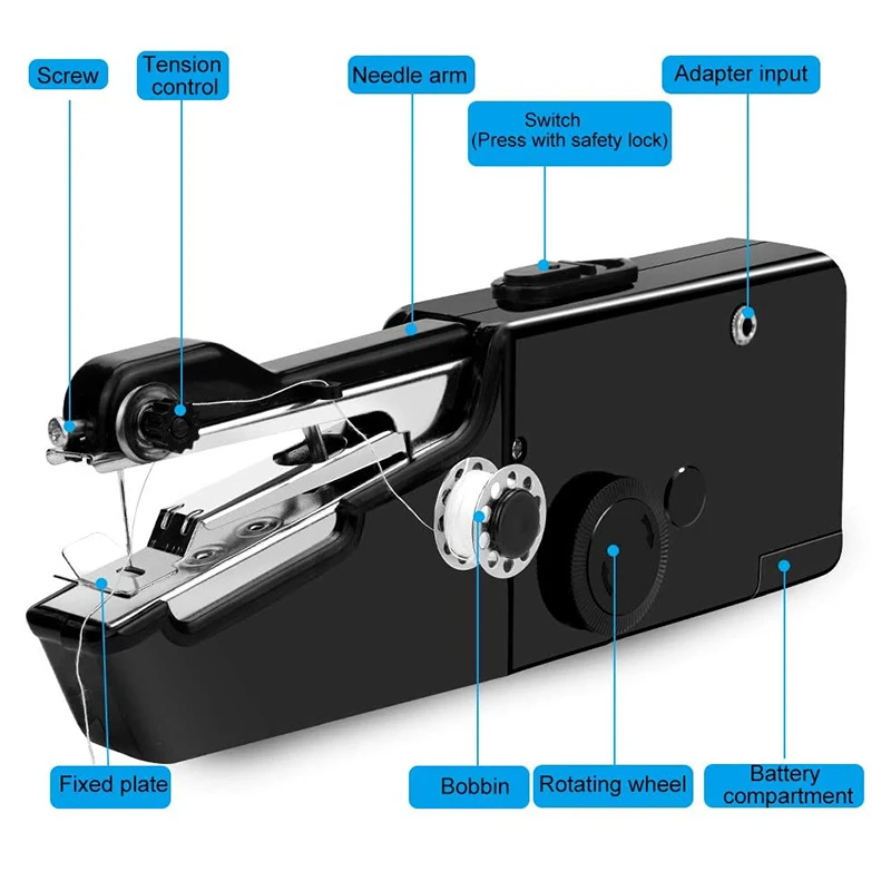 Sewing MachineUSB Electric Handheld Sewing Machine Kit, Cordless Mini Quick Repairing Sewing Machine for Curtain Leather