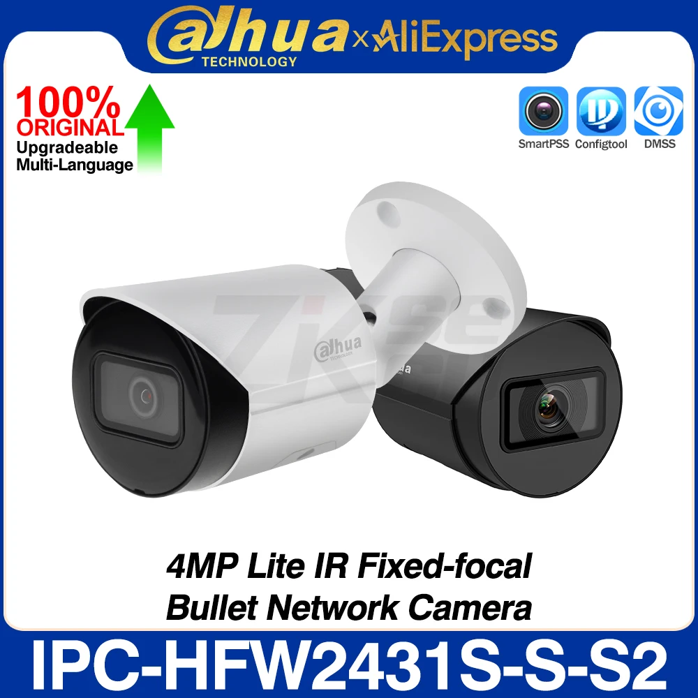 Dahua Original IPC-HFW2431S-S-S2 4MP 2K Lite Bullet Network IP Camera Intrusion Tripwire IR 30M SD Card Slot POE IP67