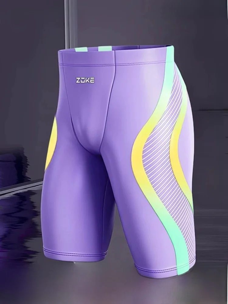 zoke-men's-swimming-trunks-quick-dry-five-quarter-length-anti-embarrassment-high-elasticity-chlorine-resistant-printed-swimwear