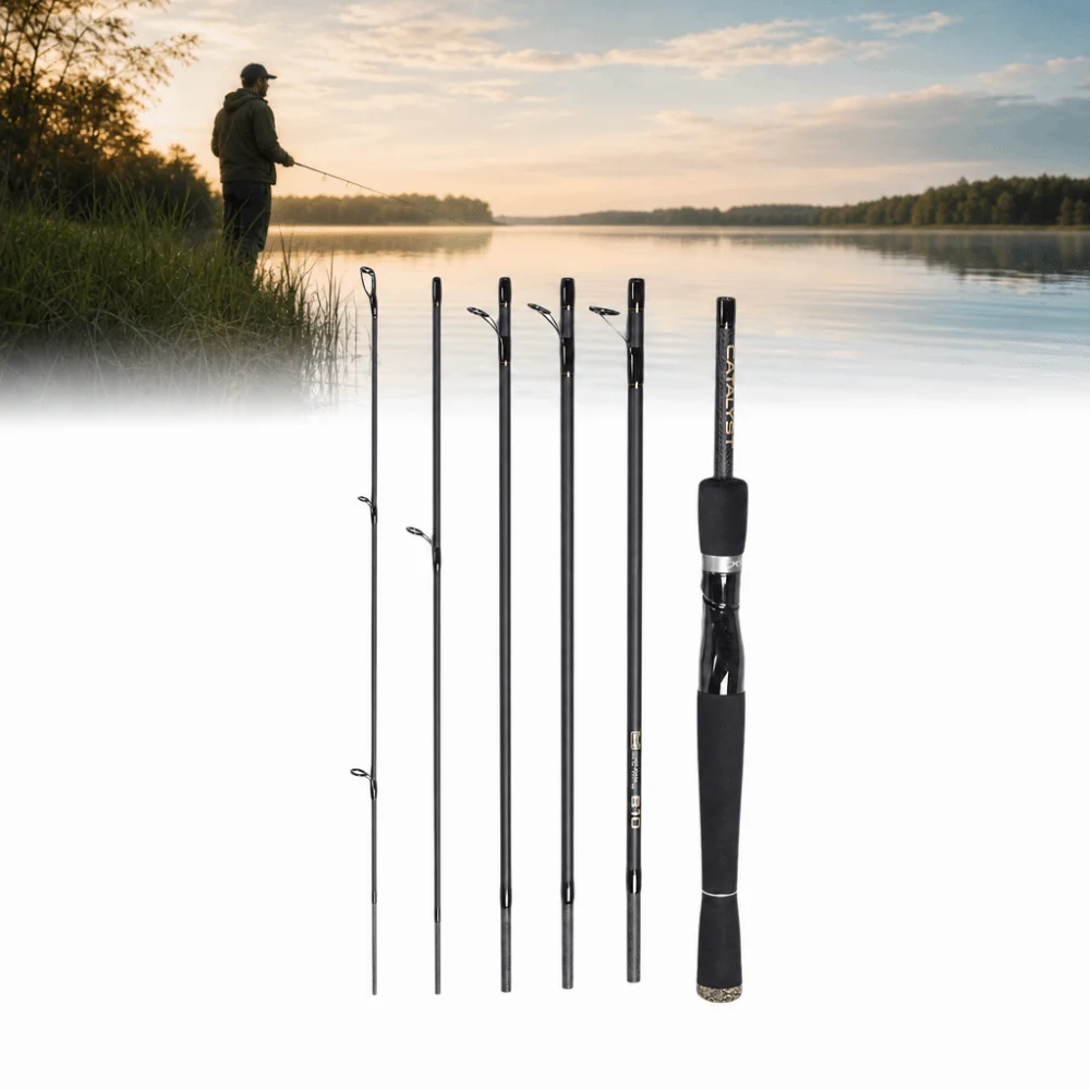 

Durable 6 Section Spinning Rod Straight Handle Lightweight Carbon Casting Rod 2.1m Fishing Pole Sea Fishing