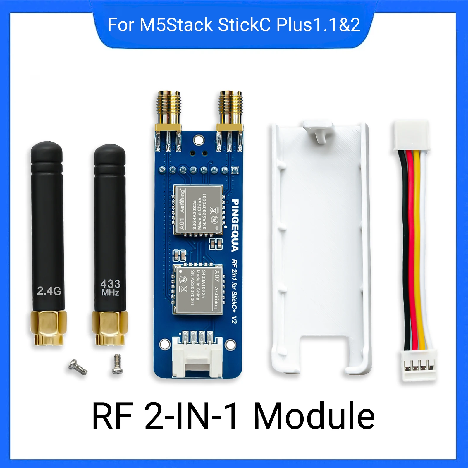 

RF 2-in-1 Module for M5Stack StickC Plus, Supports NRF24 2.4GHz and CC1101 433MHz, Compatible with M5Stack StickCPlus 1.1&2