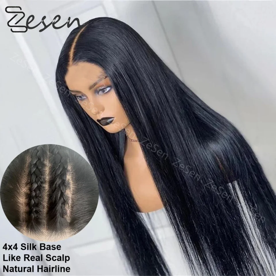 

Glueless Silk Base Frontal Heat Resistant Hair Wigs with Baby Hair Synthetic Lace Front Wig Long Straight Daily Use Cosplay Wig