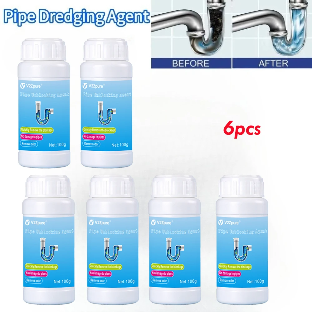 1/2/3/6pcs Sink & Drain Cleaner Powerful Pipe Dredging Agent Fast Foaming Sink and Drain Cleaner for Kitchen Pipes