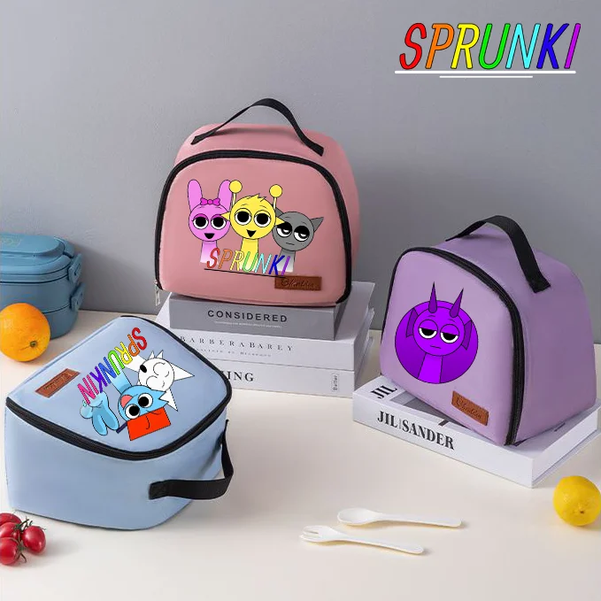 Sprunki Lunch Bag Kids Fresh-keeping Tote Handbag Insulated Thick Tin Foil Food Box Women Large Capacity Portable Picnic Pouch