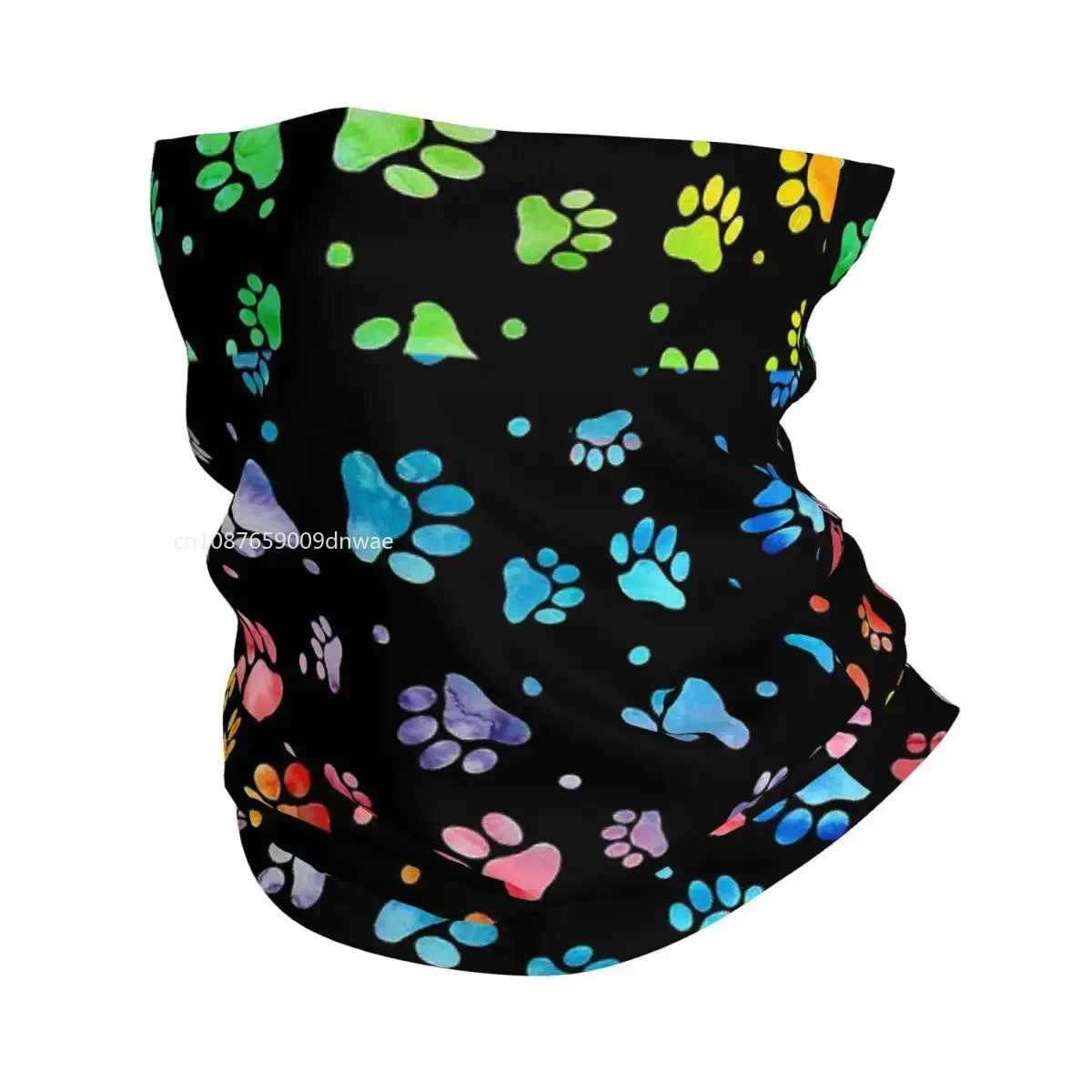 

Paw Watercolor Colorful Bandana Neck Cover Printed Dog Balaclavas Mask Scarf Outdoor Headband Hiking for Men Women Adult Winter