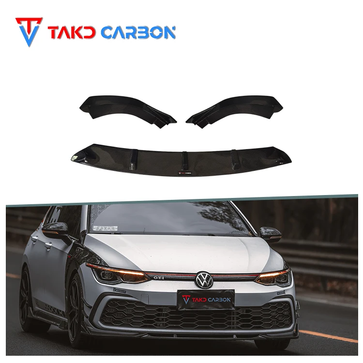 

TAKD High Strength Dry Carbon Fiber Front Bumper Lip for Volkswagens VW 8 GTI Fit 2021 2022 2023 up
