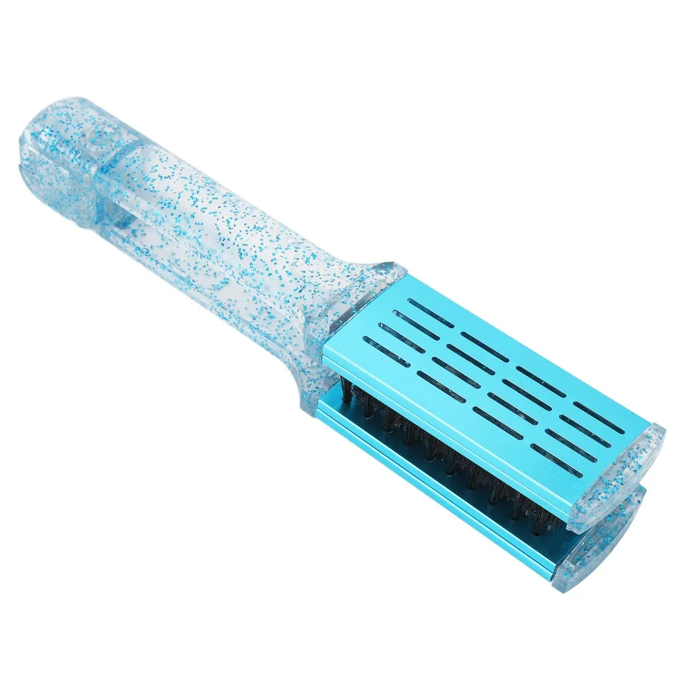 Multifunction Hair Straightener Clamp Brush ABS Exquisite Double Sided Straightener Brush Blue Straightening Clamp Brush