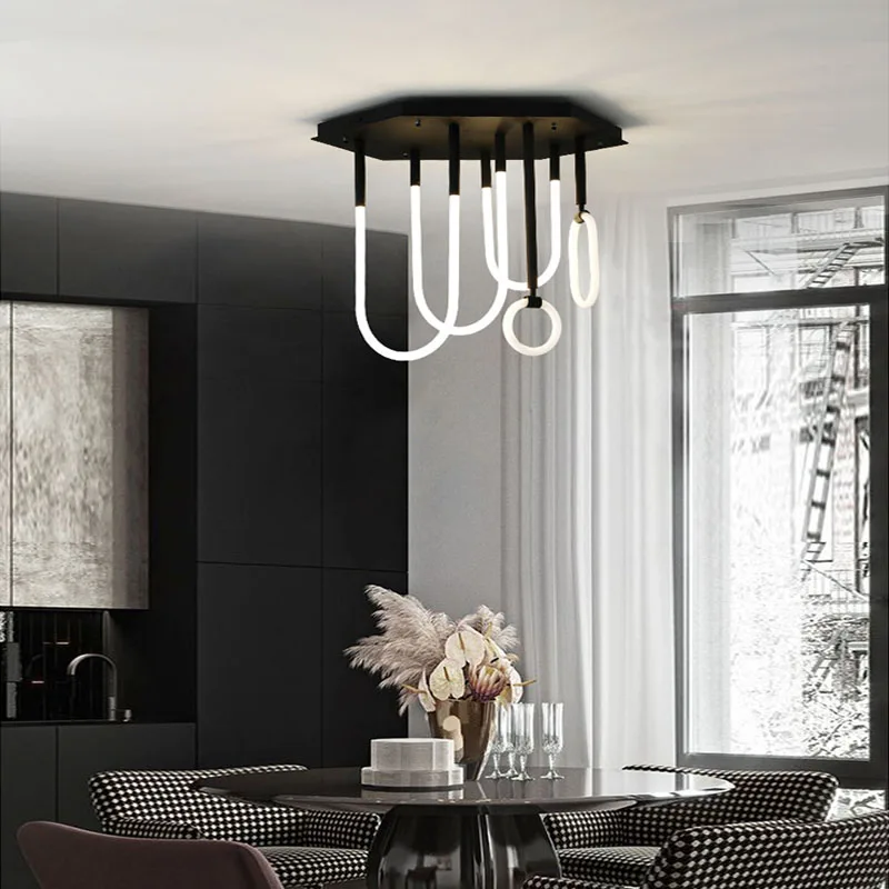 2024 New Trend Nordic Style Pendant Light Line Combination Light Minimalism Dimmable LED Hanging Lamp Home Decor