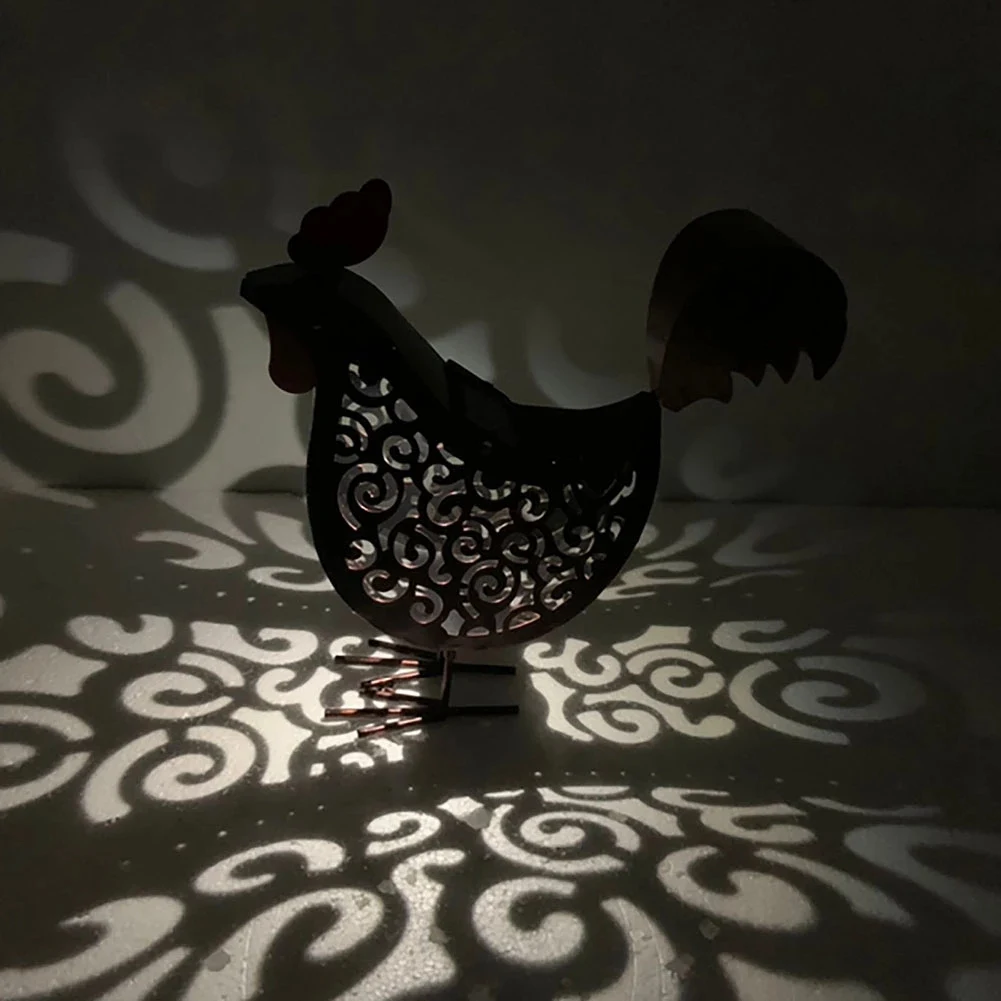 

A36T-Wrought Iron Solar Chicken Lanterns Retro Hollow Solar Lights With Handle Outdoor Solar Garden Lights Decor For Yard