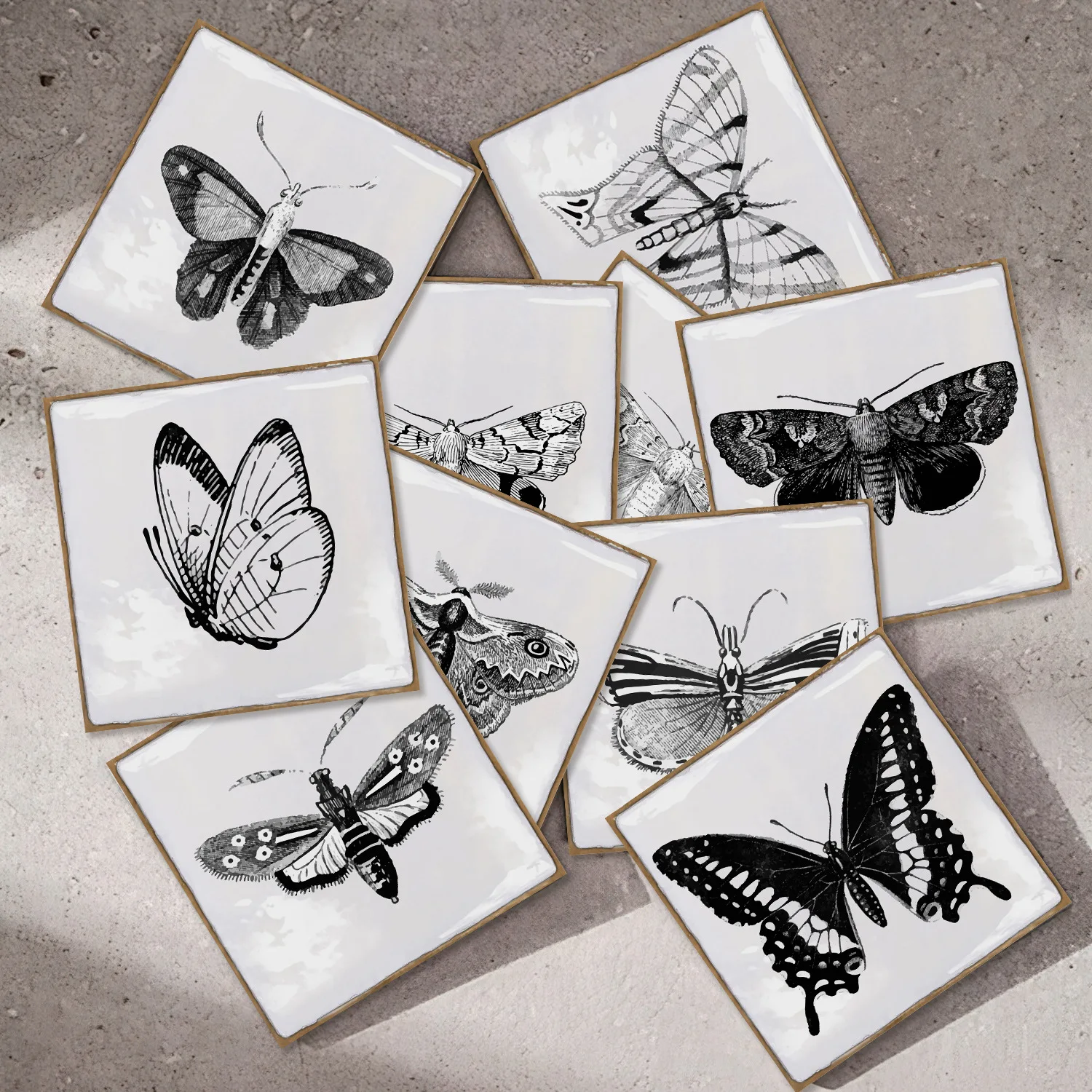 Retro Butterfly Hand-Painted Brick Seam Stickers Wall Stickers Kitchen Bathroom Crystal Thickeneded Waterproof and Moisture-Proo