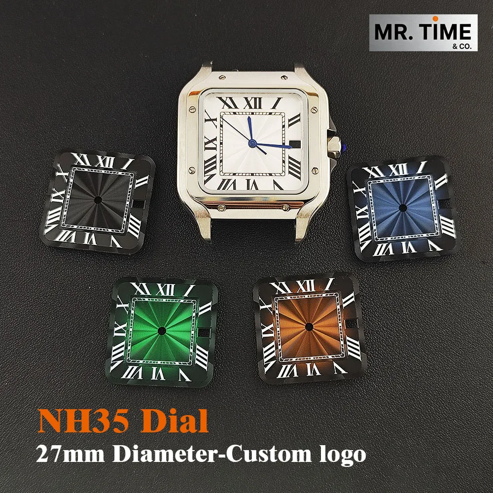 Hot 27mm NH35 dial custom logo dial men's automatic watch Roman numeral dial suitable for NH35 movement watch accessories