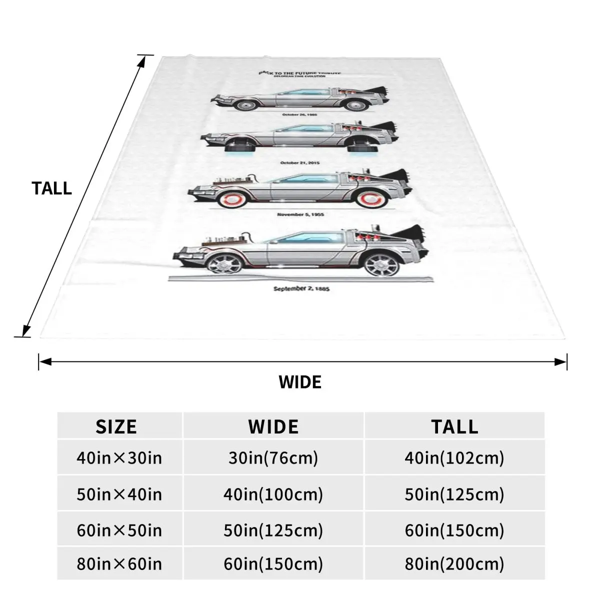 DeLorean آلة الزمن العودة إلى المستقبل البطانيات لينة الدافئة الفانيلا رمي بطانية الفراش للسرير نزهة السفر أريكة المنزل