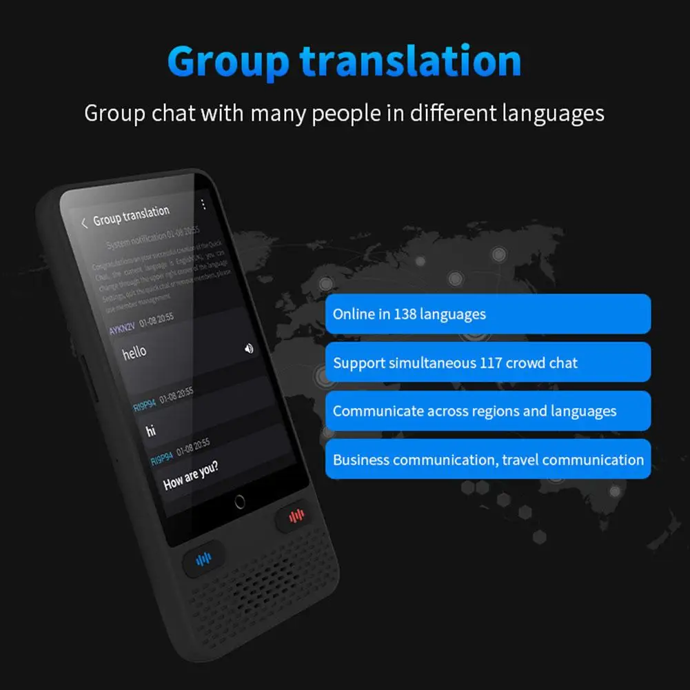 

Smart Voice Translator Language Translator Device Touch Real Time in Languages Multi-language Translation Screen Translator I0X6