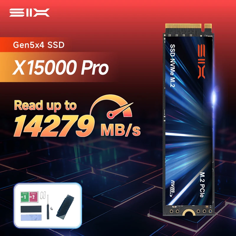

SSD-накопитель SIX 2 ТБ, 14279 МБ/с, M.2 PCIe Gen5x4 NVMe 2.0, кэш-память DRAM 2 ГБ, 1200 ТБ Вт, внутренний твердотельный накопитель