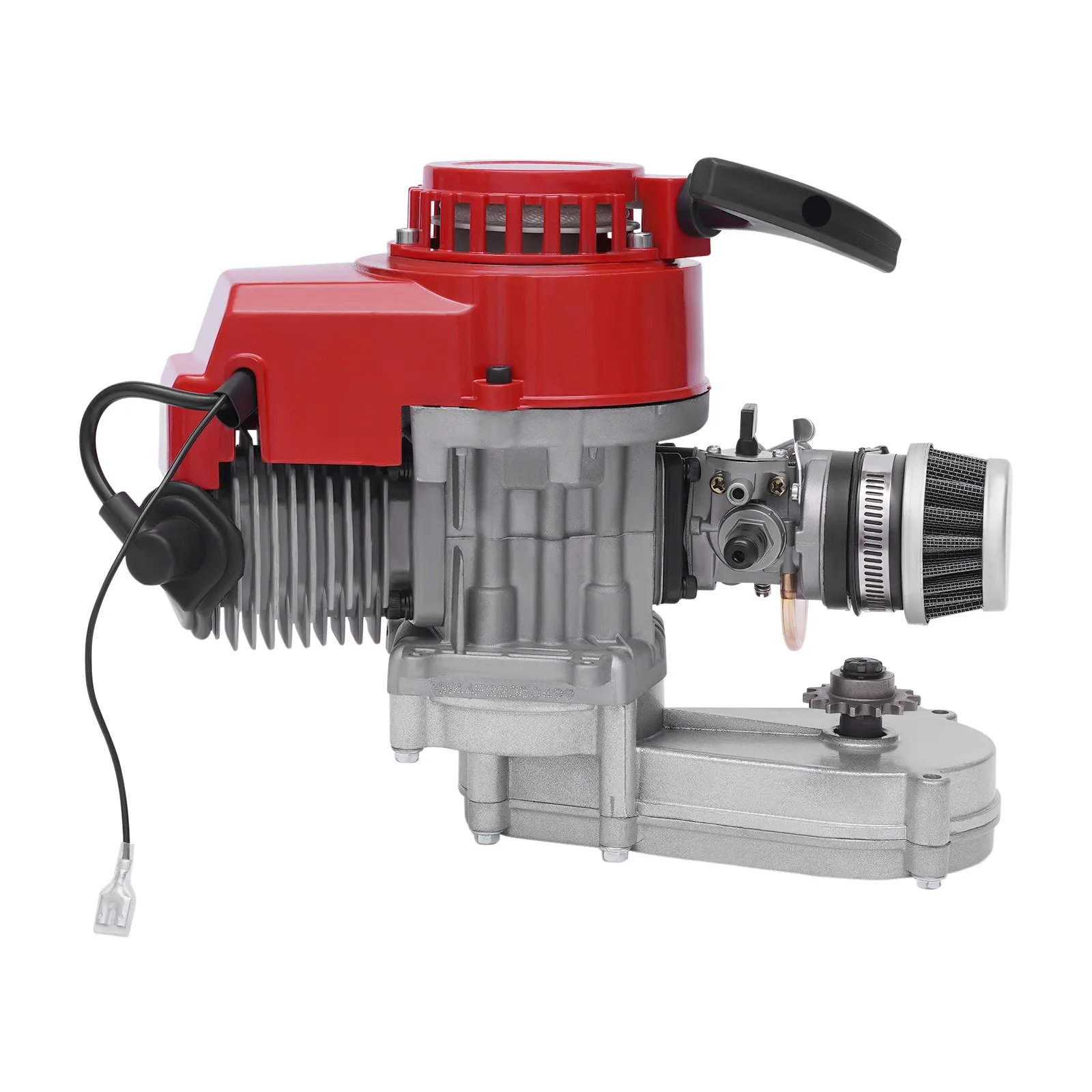 2 Stroke Engine, 49cc Motor Engine, 49cc ATV Engine, Electric Ignition, Pull Start with Throttle Handle and Cable, Durable Aluminum Alloy Cast Iron, Low Fuel Consumption, Powerful Replacement for Mini Dirt Bike Quad Off-road Scooter