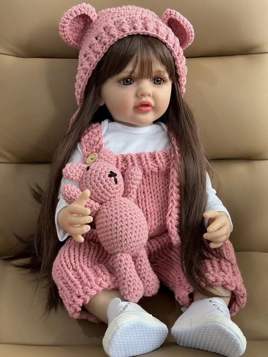 Baby Silicone Reborn Doll For Girls Princess Cute Bb Newborn Realistic Soft Mold Doll Kits Princess Cute Gift Toys for Kid 55cm