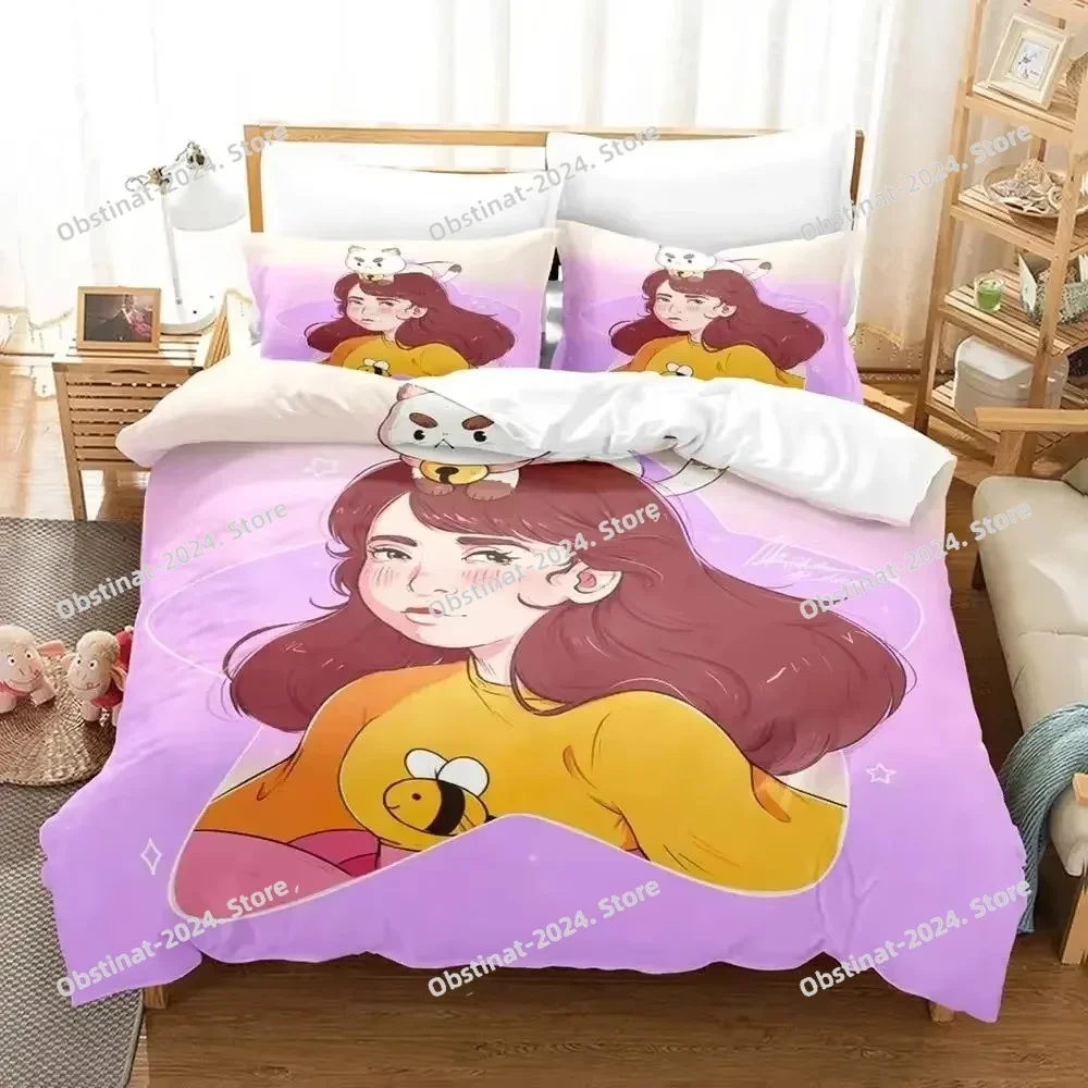 

Cartoon Bee PuppyCat Printed Bed Set Duvet Cover Pillowcase Bedding Set Bed Linen Sheet Quilt Cover Full Queen King Size