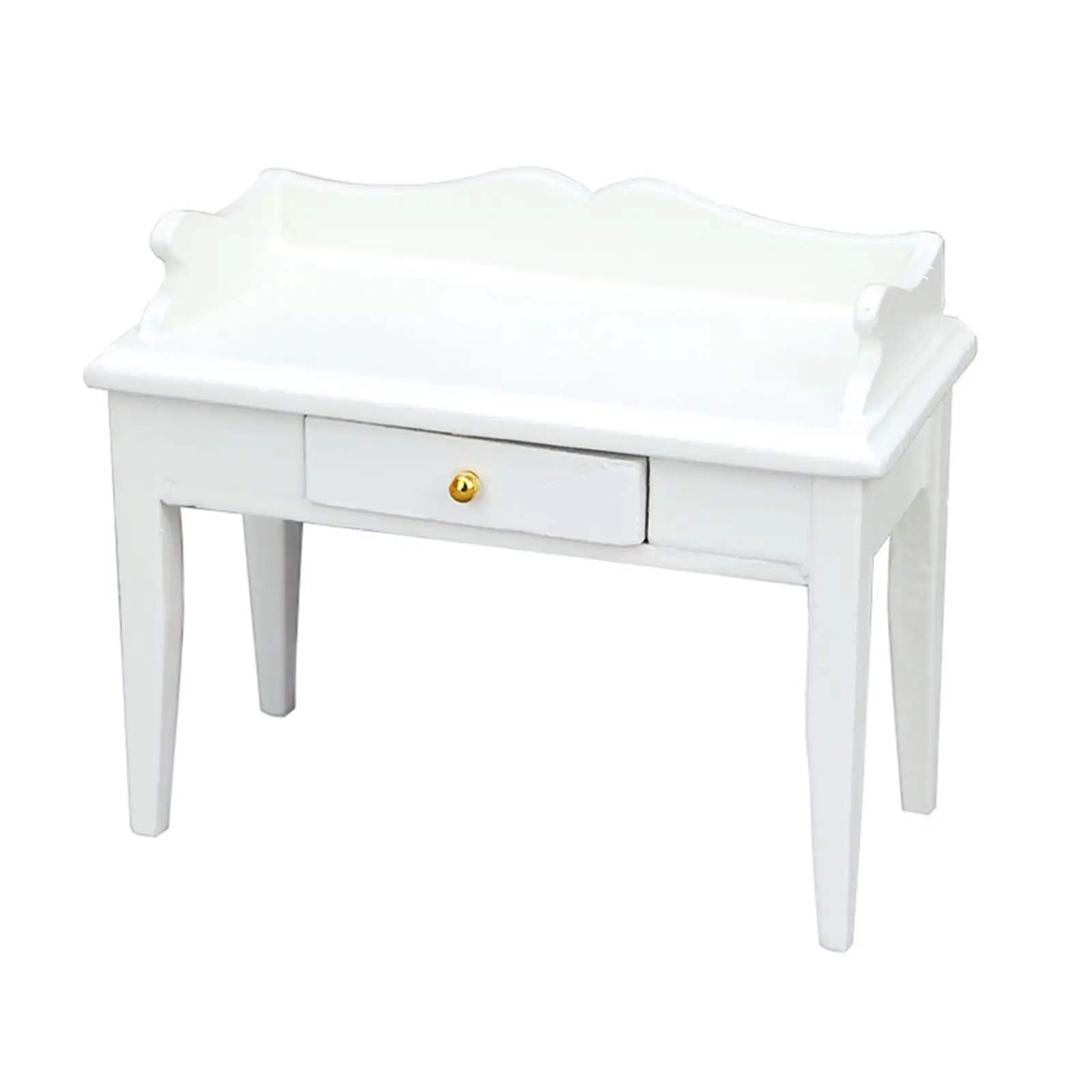 1/12 ตุ๊กตาโต๊ะโต๊ะไม้ลิ้นชักมินิตกแต่งไม้ Miniature เฟอร์นิเจอร์สําหรับห้องนั่งเล่นห้องนอนตุ๊กตา