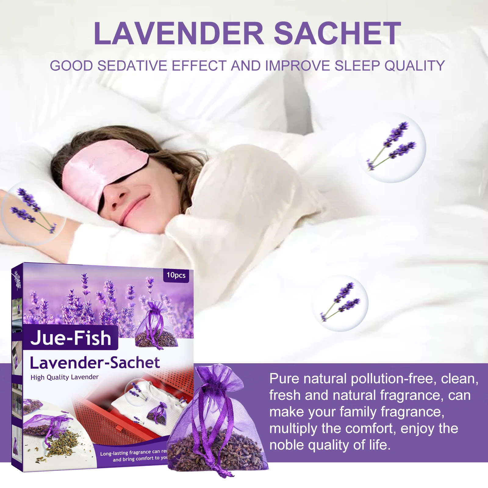 30Pcs Natural Lavender Bud Sachets Dried Flower Sachet Bag Aromatic Household Wardrobe Car Lavender Air Fresheners