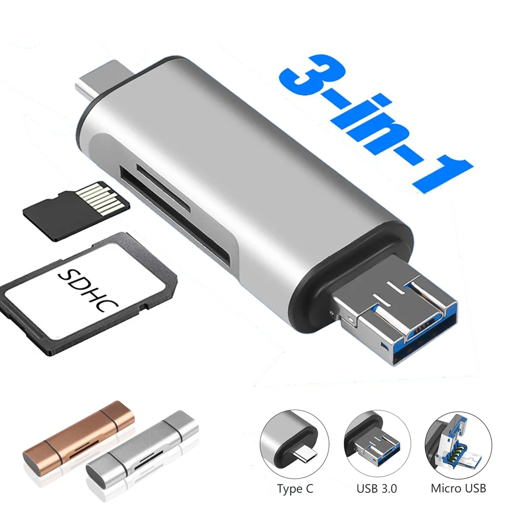 

USB 3.0 Micro USB Type C Card Reader High Speed Transmission OTG Adapter SD TF Memory SD Card Reader For Tablets Laptop Phone