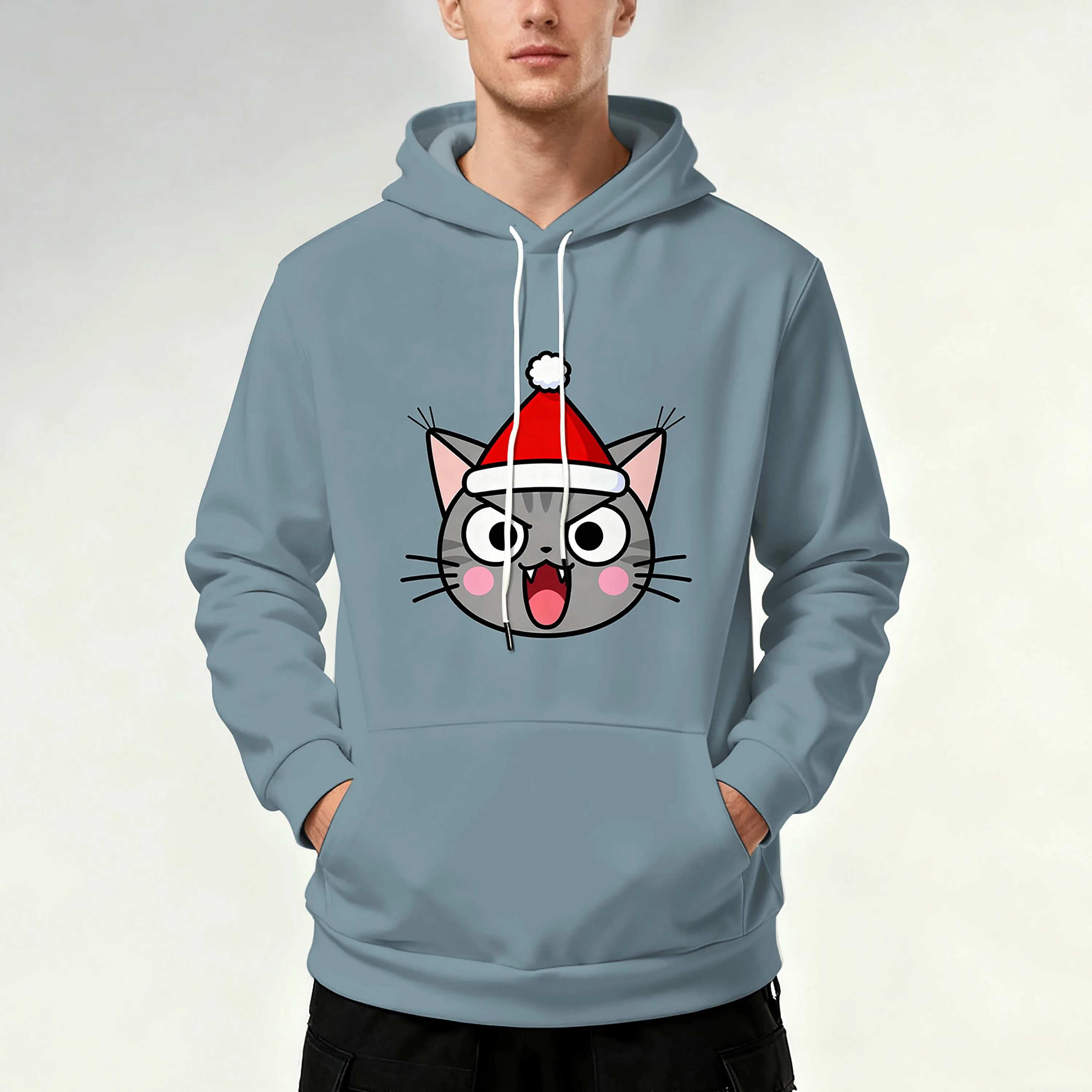 New Autumn/Winter Men's Printed Hoodie with Christmas Elements, Festive & Ritualistic, Stylish, Trendy, Perfect for Daily Wear,