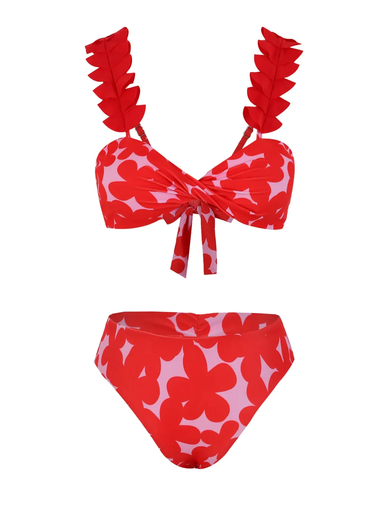 2025 heißer Verkauf Schulter Rüschen Bikini Frauen Badeanzug Sexy Mode Rot Druck Biquini Dame Badeanzug Bademode Weibliche Bademode